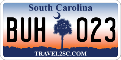 SC license plate BUH023