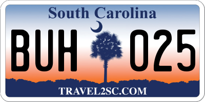 SC license plate BUH025