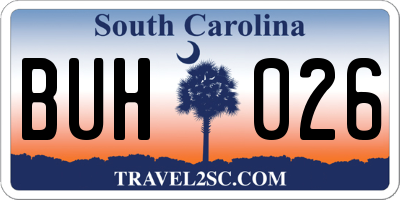 SC license plate BUH026