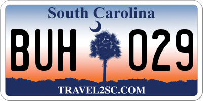 SC license plate BUH029