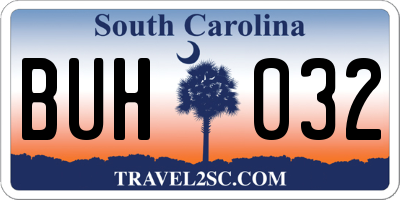 SC license plate BUH032