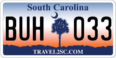 SC license plate BUH033