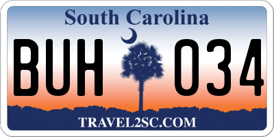 SC license plate BUH034