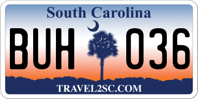 SC license plate BUH036
