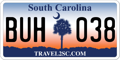 SC license plate BUH038