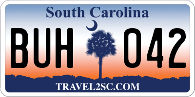 SC license plate BUH042