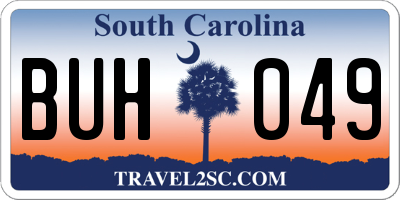 SC license plate BUH049