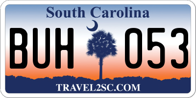 SC license plate BUH053