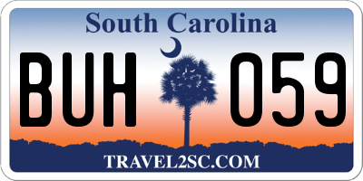 SC license plate BUH059