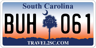 SC license plate BUH061