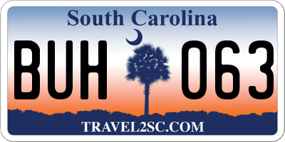 SC license plate BUH063