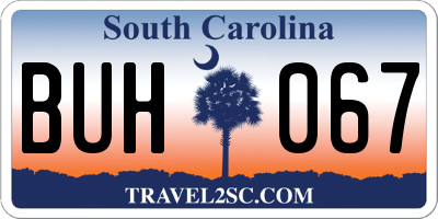 SC license plate BUH067