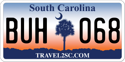SC license plate BUH068