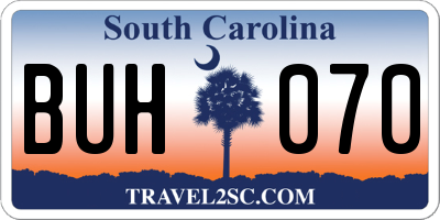 SC license plate BUH070