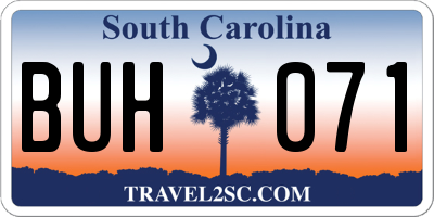 SC license plate BUH071