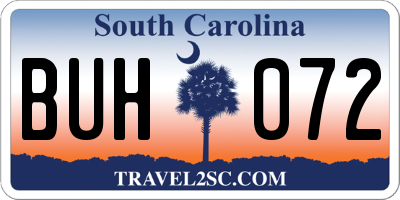SC license plate BUH072
