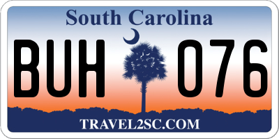 SC license plate BUH076