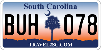 SC license plate BUH078