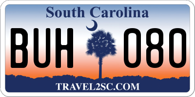 SC license plate BUH080