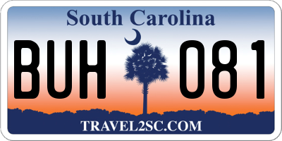 SC license plate BUH081
