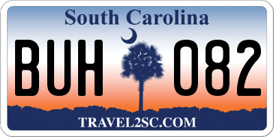 SC license plate BUH082