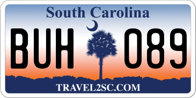 SC license plate BUH089