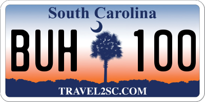 SC license plate BUH100