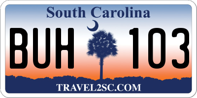 SC license plate BUH103
