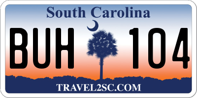SC license plate BUH104