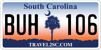 SC license plate BUH106