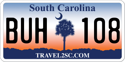 SC license plate BUH108