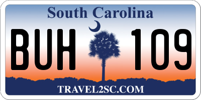 SC license plate BUH109