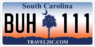 SC license plate BUH111