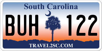 SC license plate BUH122