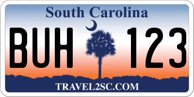 SC license plate BUH123