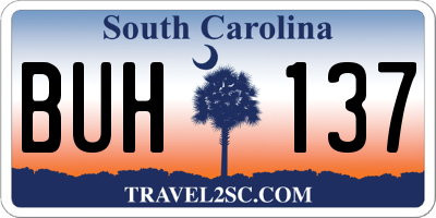 SC license plate BUH137