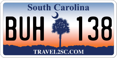 SC license plate BUH138