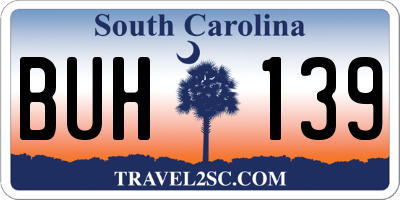 SC license plate BUH139