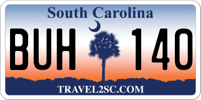 SC license plate BUH140