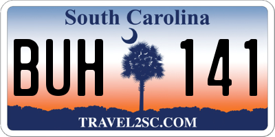 SC license plate BUH141