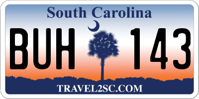 SC license plate BUH143