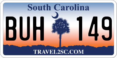 SC license plate BUH149