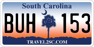 SC license plate BUH153