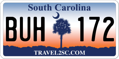 SC license plate BUH172