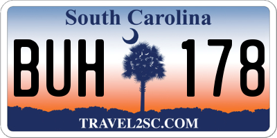SC license plate BUH178