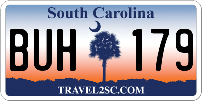 SC license plate BUH179