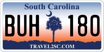 SC license plate BUH180