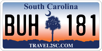 SC license plate BUH181
