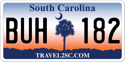 SC license plate BUH182