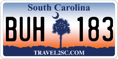 SC license plate BUH183